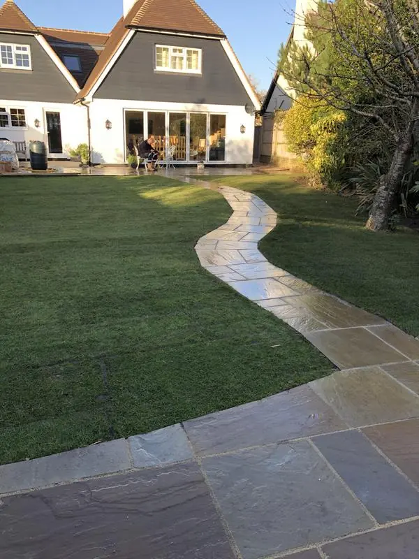 Patio and path in Indian sandstone